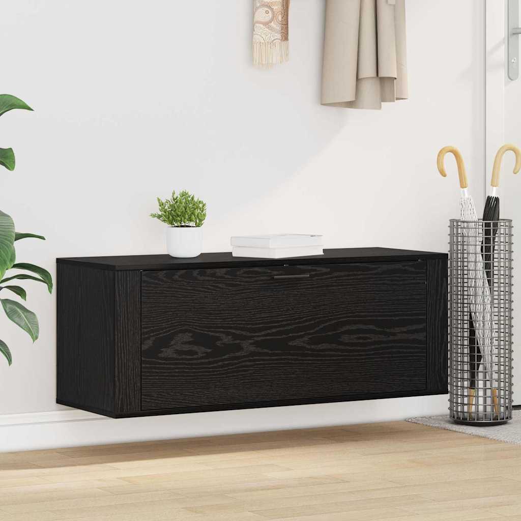 vidaXL Szafka na buty z półką z drzwiami Czarny dąb 100 x 35 x 38 cm