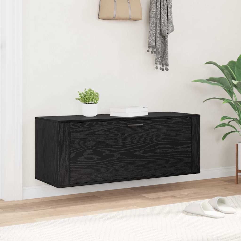 vidaXL Szafka na buty z półką z drzwiami Czarny dąb 100 x 35 x 38 cm