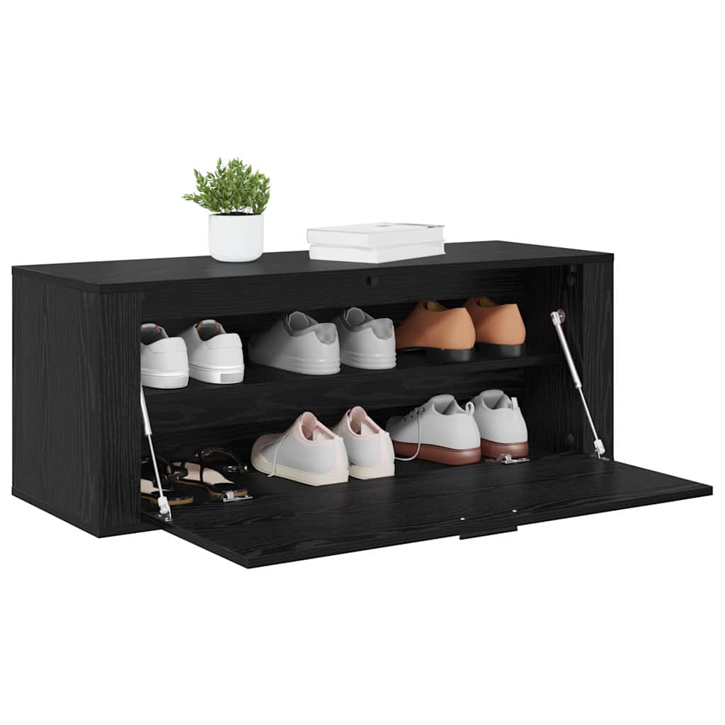 vidaXL Szafka na buty z półką z drzwiami Czarny dąb 100 x 35 x 38 cm