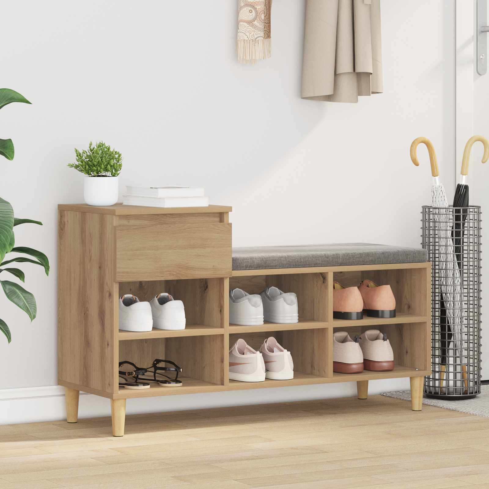 vidaXL Szafka na buty z szufladą Dąb rzemieślniczy 102 x 36 x 60 cm