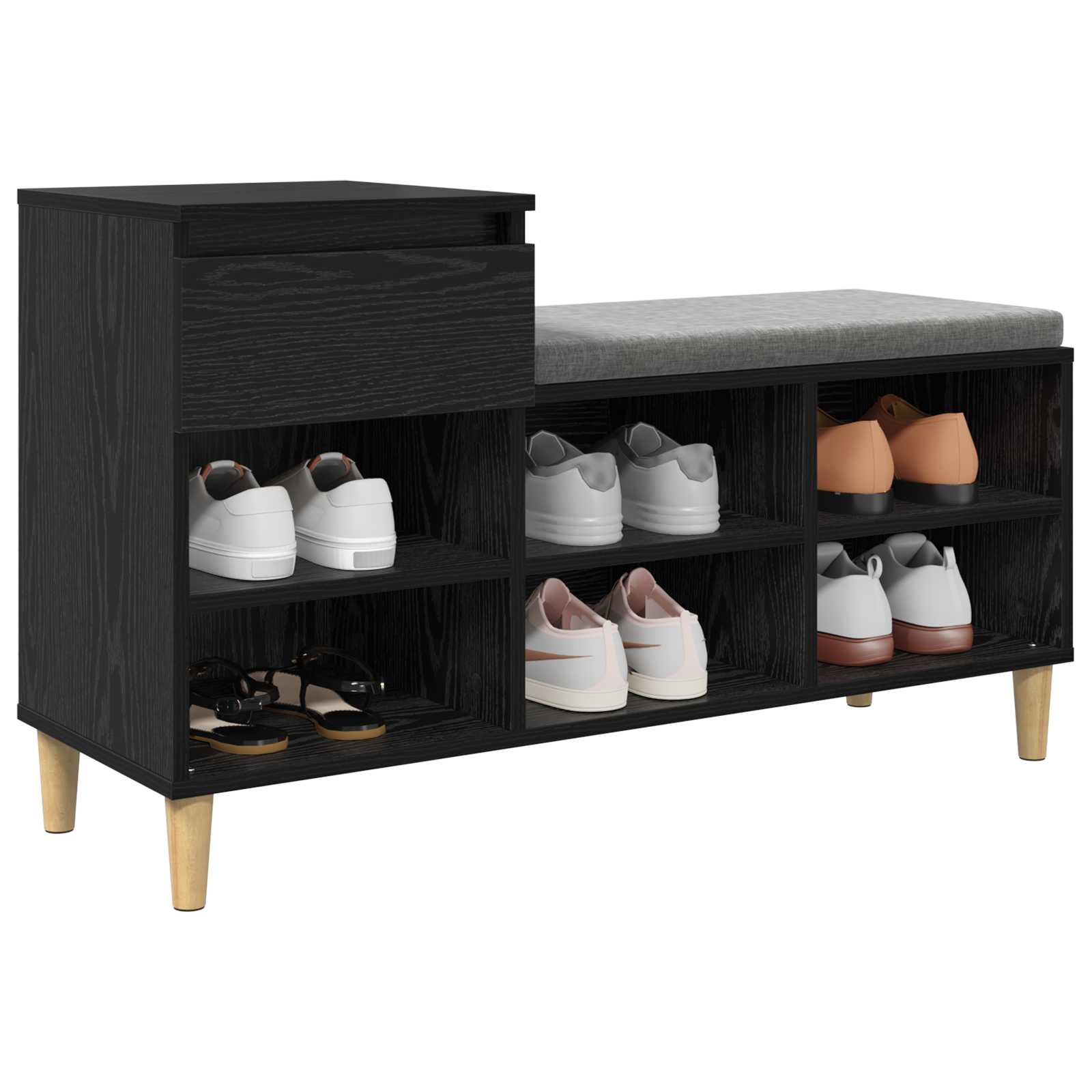 vidaXL Szafka na buty z szufladą Czarny Dąb 102 x 36 x 60 cm