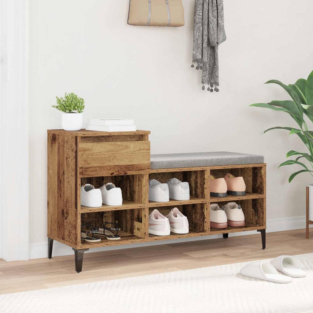 vidaXL Szafka na buty z szufladą z półką Stare drewno 102 x 36 x 60 cm
