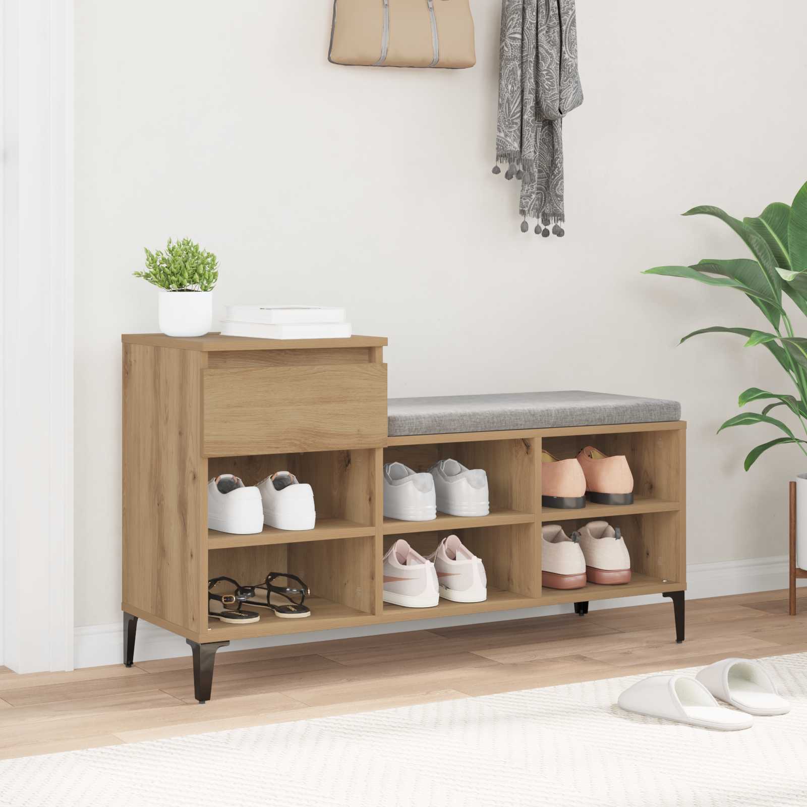 vidaXL Szafka na buty z szufladą z półką dąb artisan 102 x 36 x 60 cm