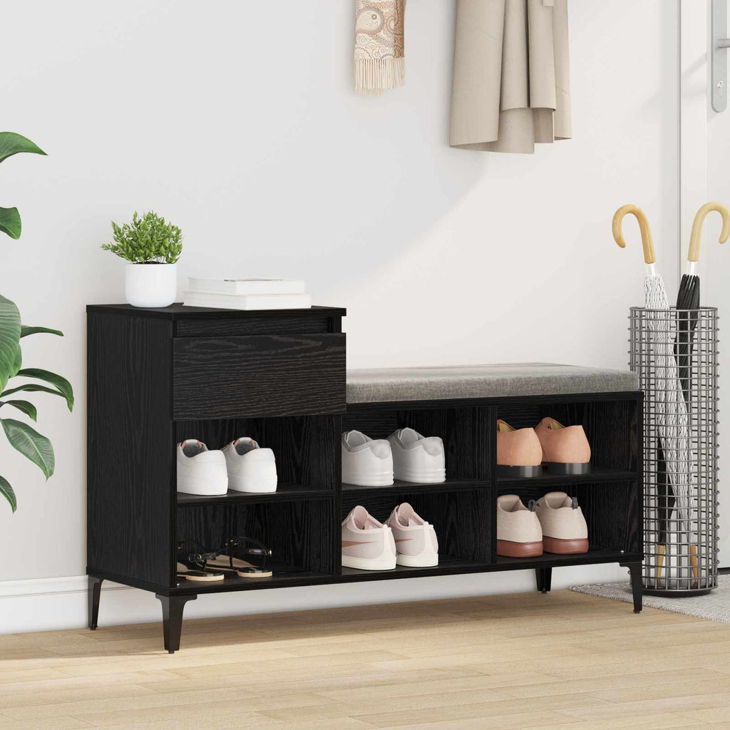 vidaXL Szafka na buty z szufladą z półką Czarny dąb 102 x 36 x 60 cm