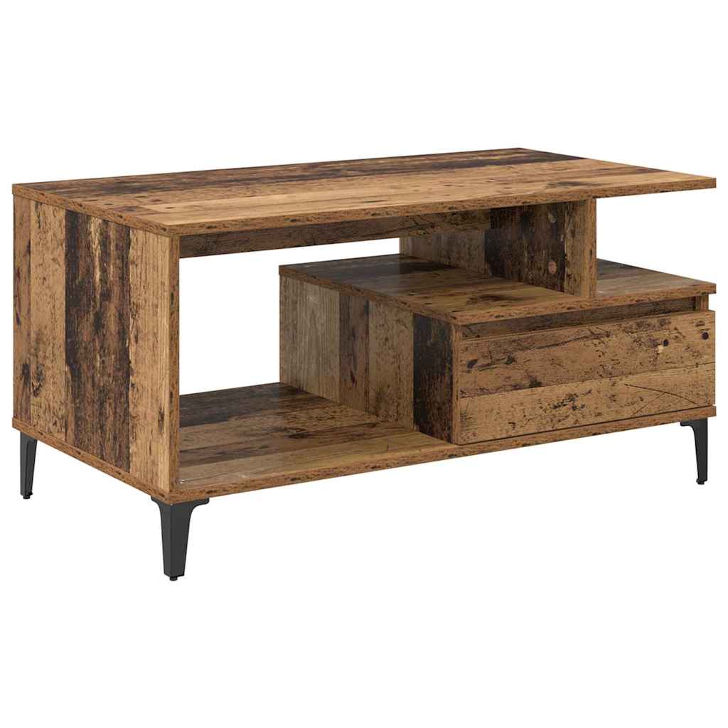 vidaXL Stolik kawowy z szufladą Stare drewno 90 x 49 x 45 cm