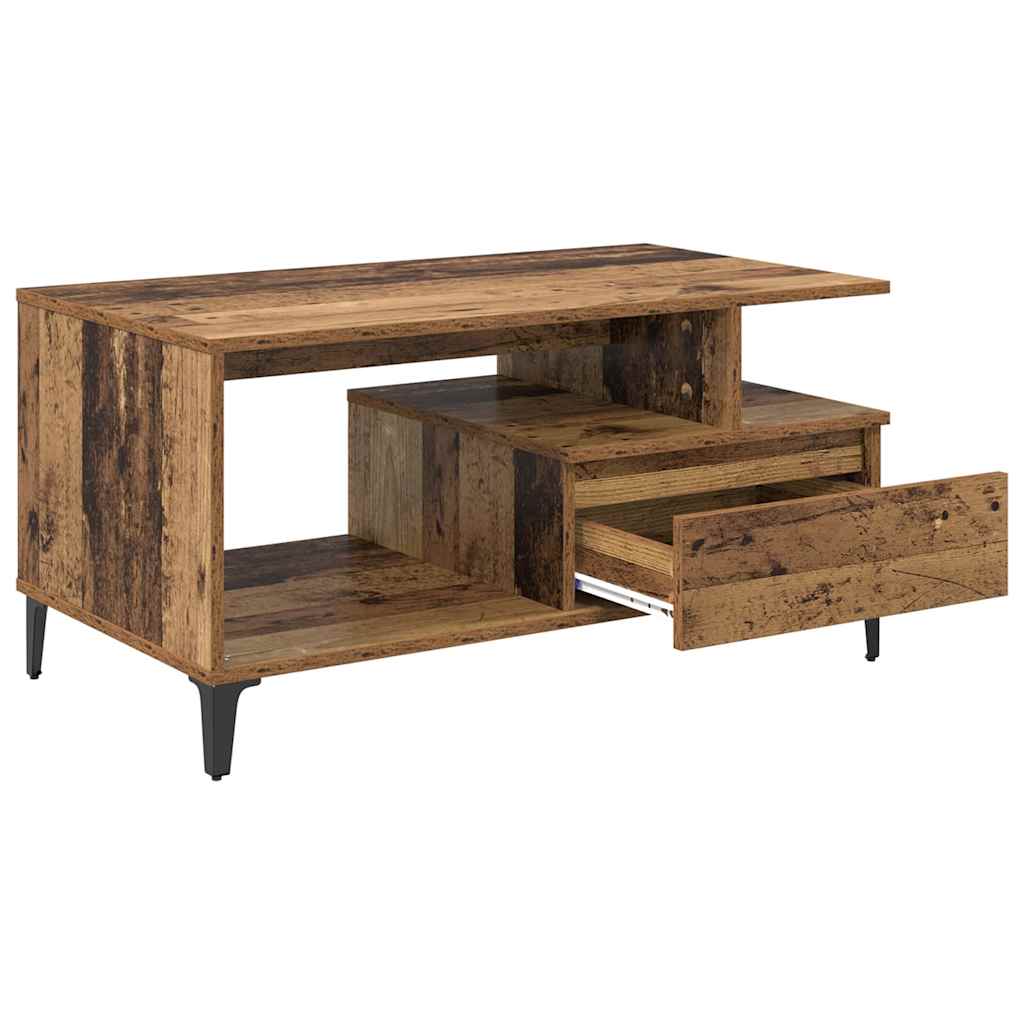 vidaXL Stolik kawowy z szufladą Stare drewno 90 x 49 x 45 cm