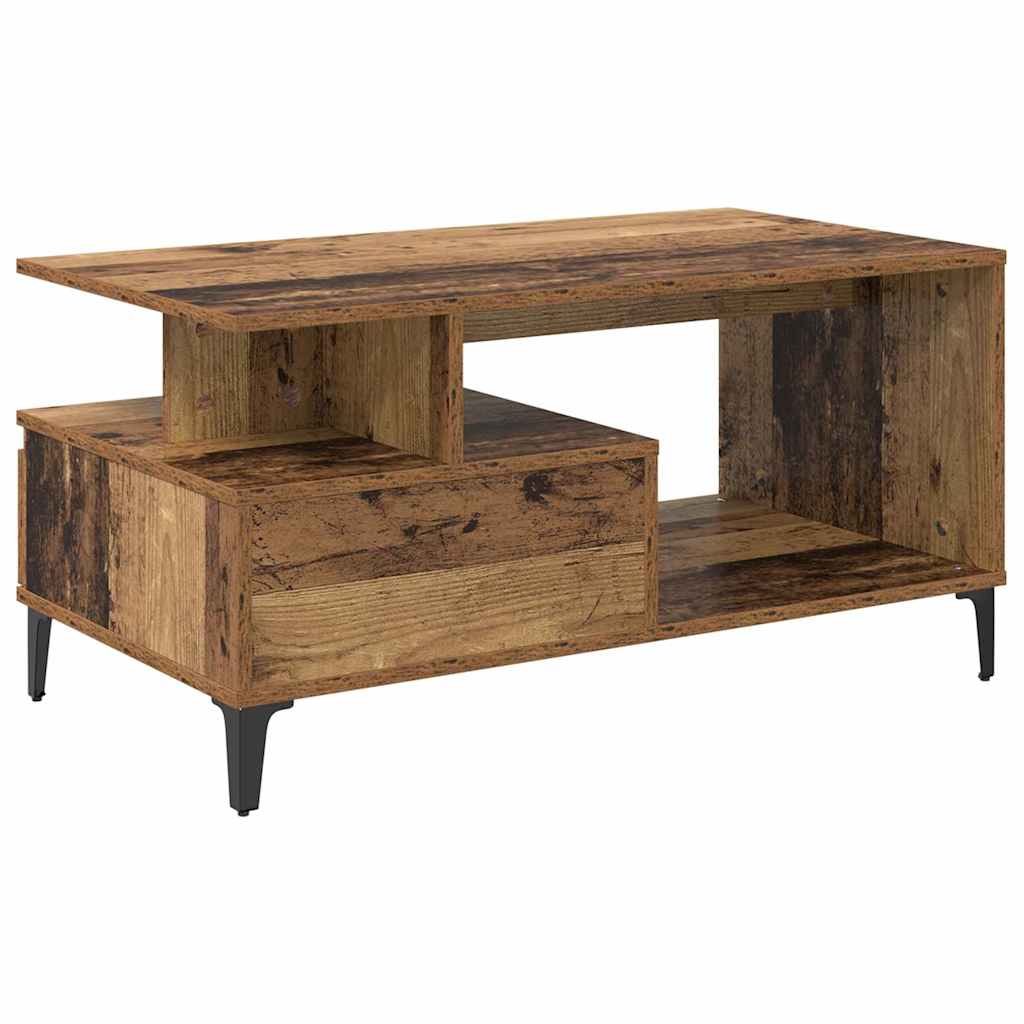 vidaXL Stolik kawowy z szufladą Stare drewno 90 x 49 x 45 cm
