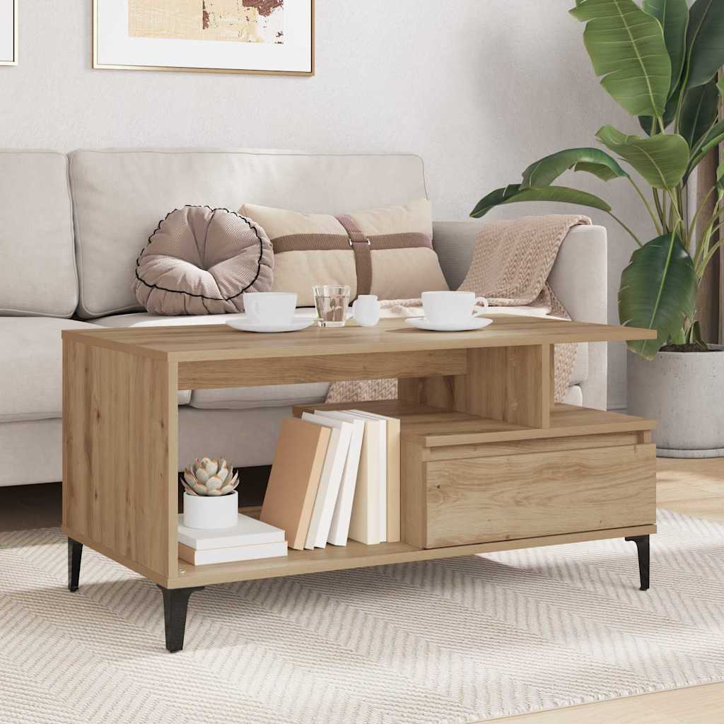 vidaXL Stolik kawowy z szufladą Dąb rzemieślniczy 90 x 49 x 45 cm