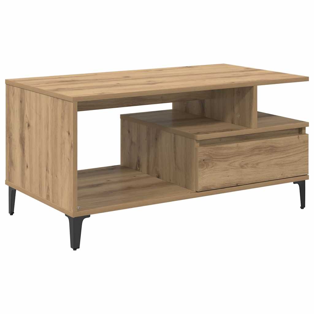 vidaXL Stolik kawowy z szufladą Dąb rzemieślniczy 90 x 49 x 45 cm