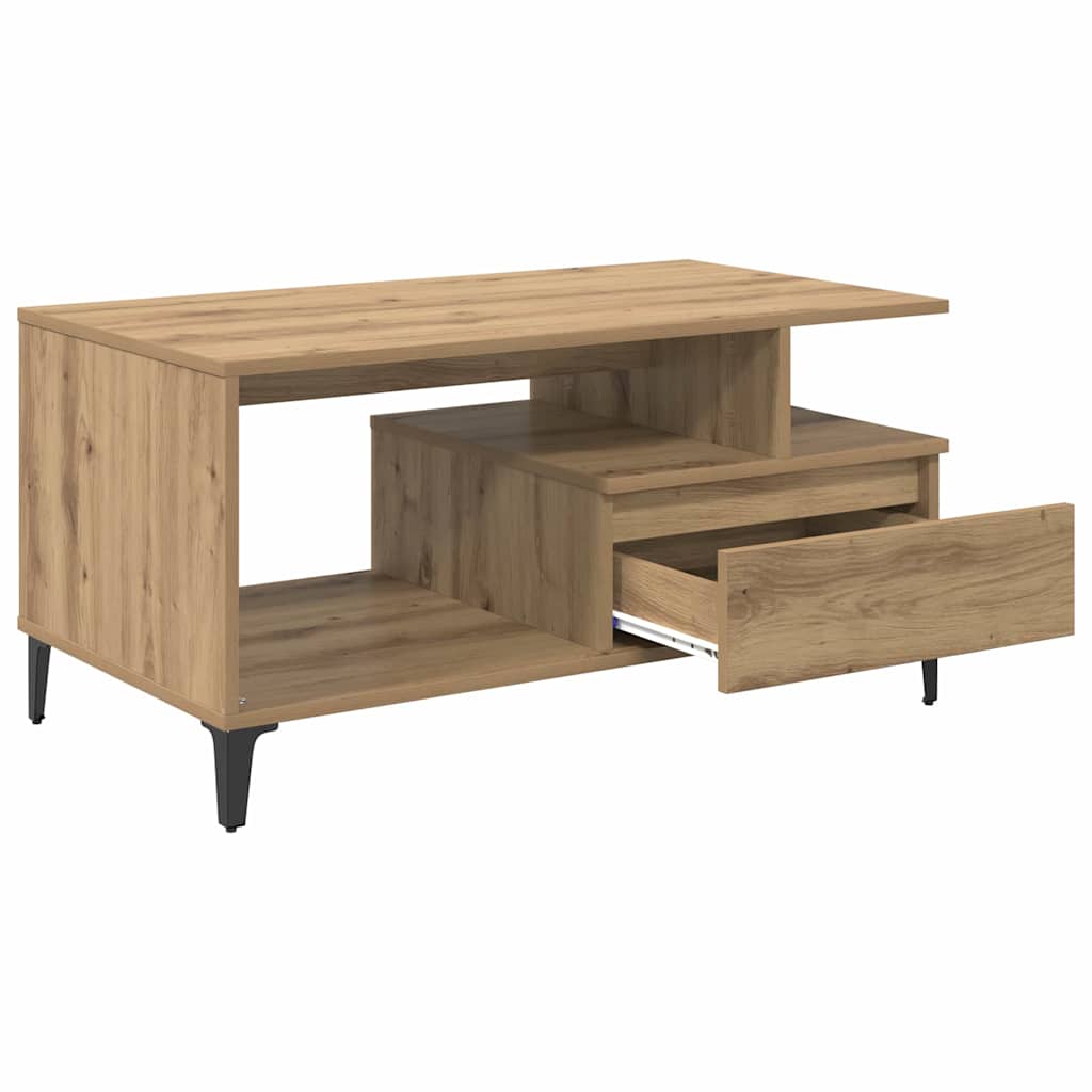 vidaXL Stolik kawowy z szufladą Dąb rzemieślniczy 90 x 49 x 45 cm
