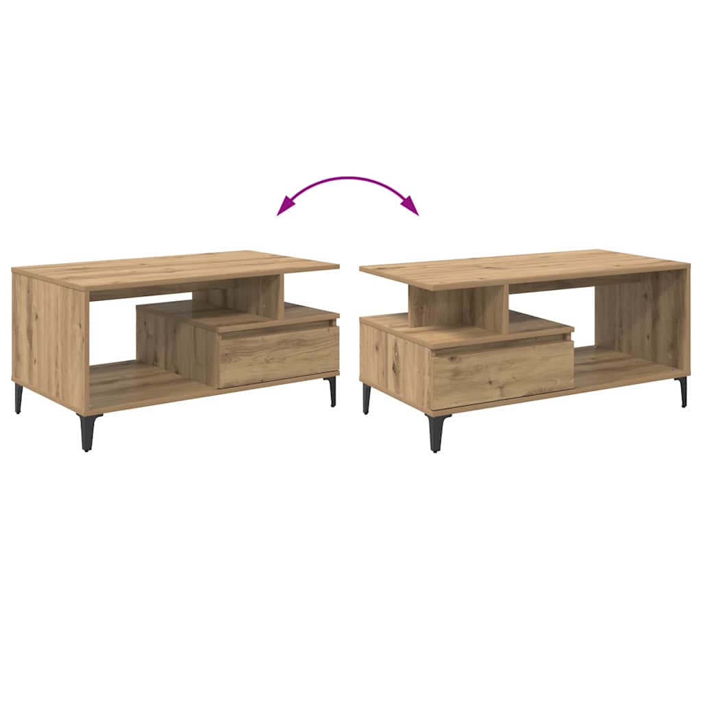 vidaXL Stolik kawowy z szufladą Dąb rzemieślniczy 90 x 49 x 45 cm