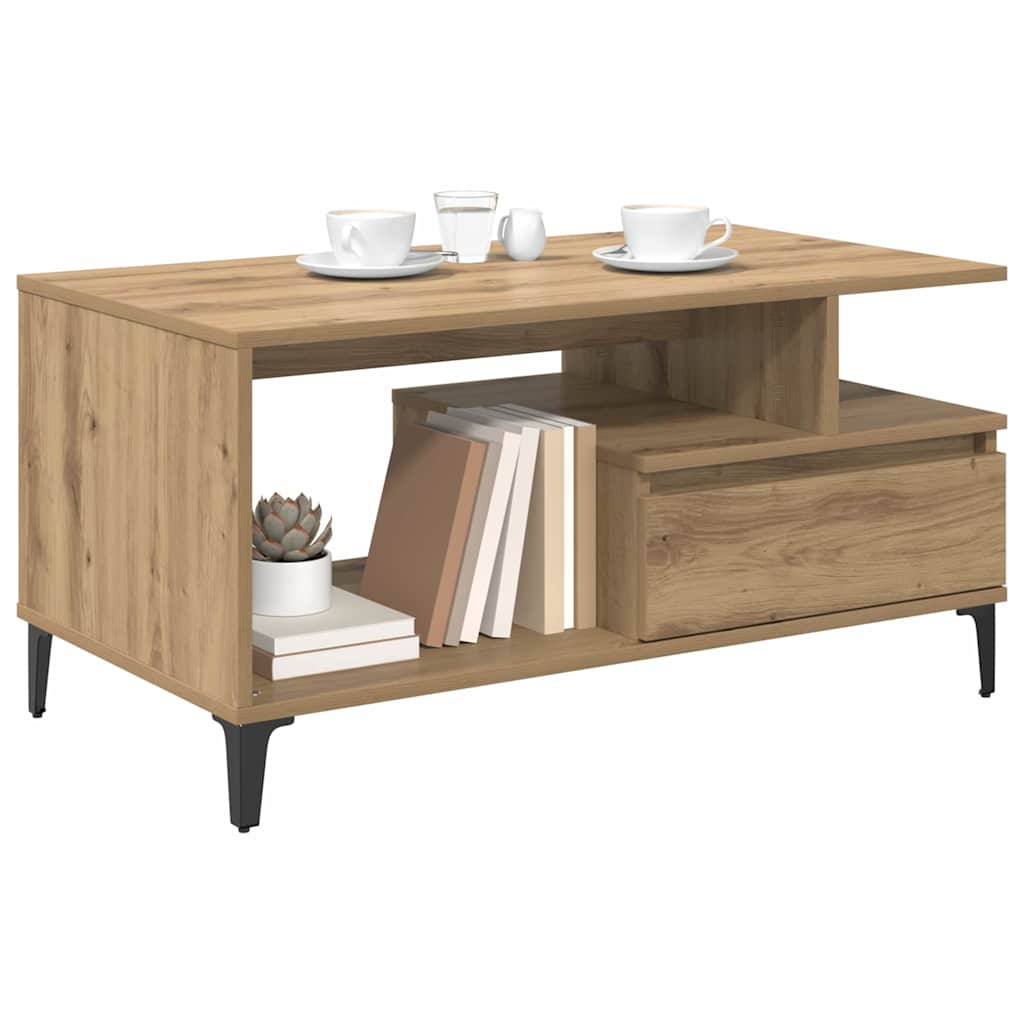 vidaXL Stolik kawowy z szufladą Dąb rzemieślniczy 90 x 49 x 45 cm