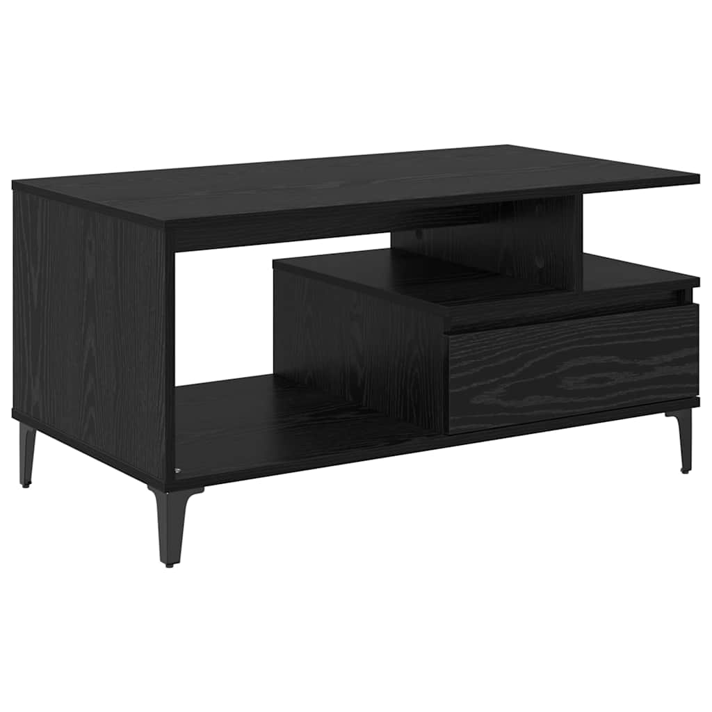 vidaXL Stolik kawowy z szufladą Czarny Dąb 90 x 49 x 45 cm