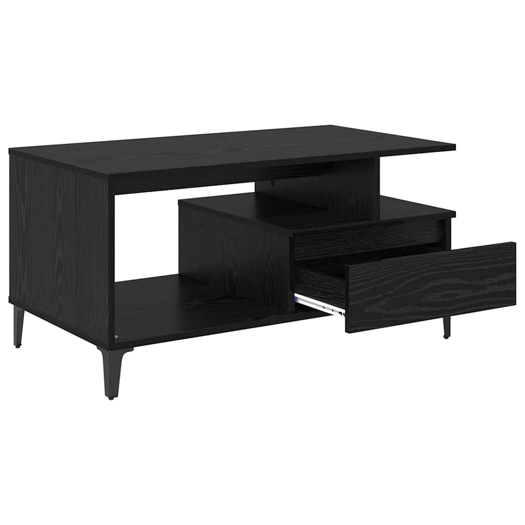 vidaXL Stolik kawowy z szufladą Czarny Dąb 90 x 49 x 45 cm