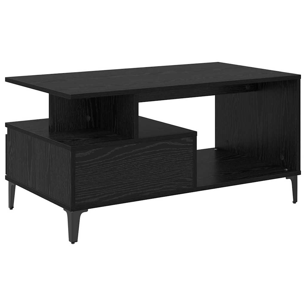 vidaXL Stolik kawowy z szufladą Czarny Dąb 90 x 49 x 45 cm