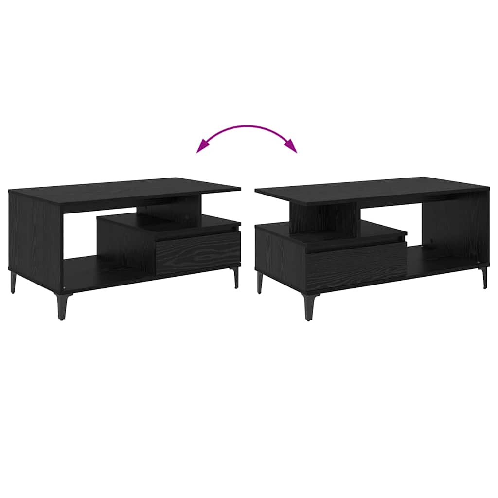 vidaXL Stolik kawowy z szufladą Czarny Dąb 90 x 49 x 45 cm