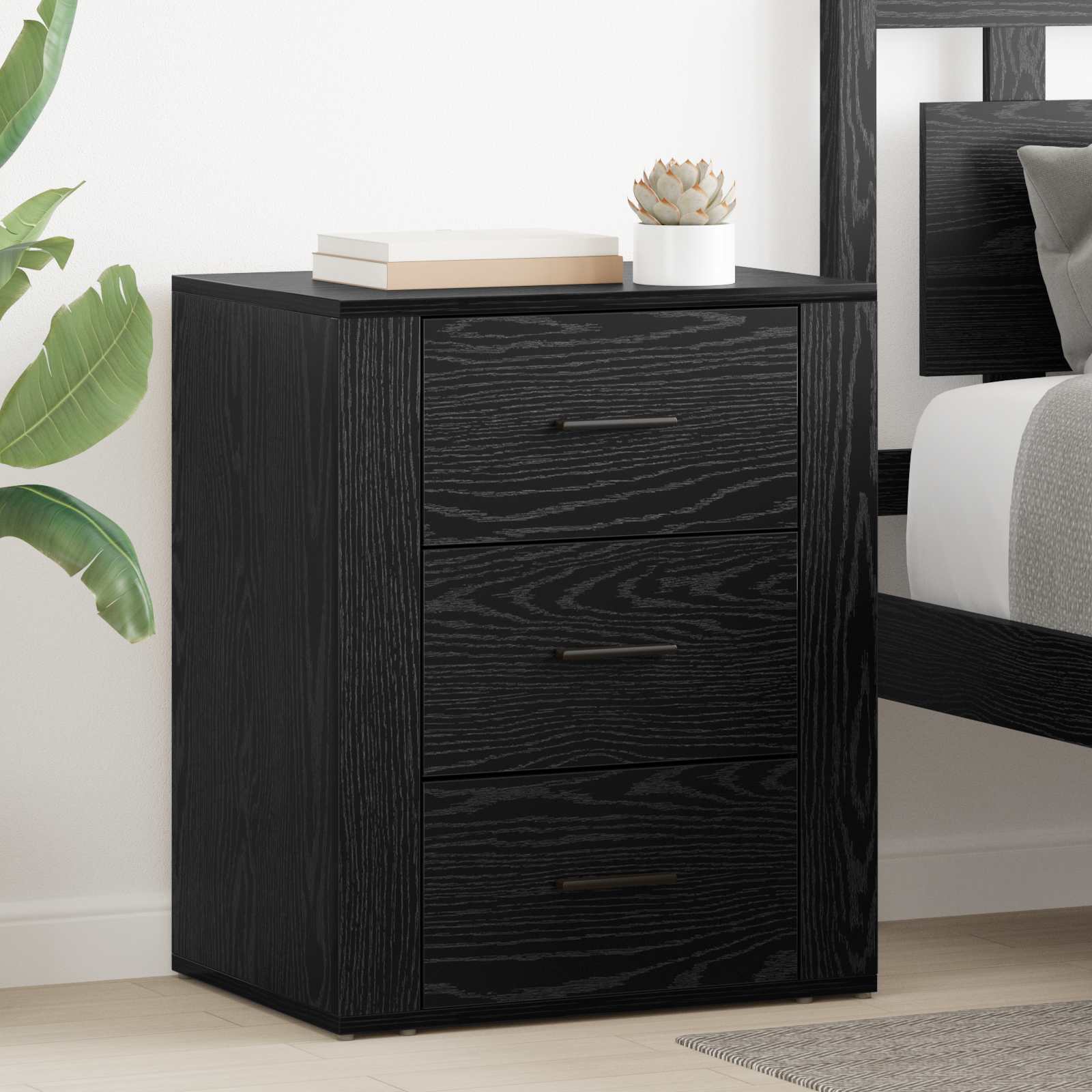 vidaXL Szafka Nocna Czarny Dąb 35 x 50 x 60 cm Materiał drewnopochodny
