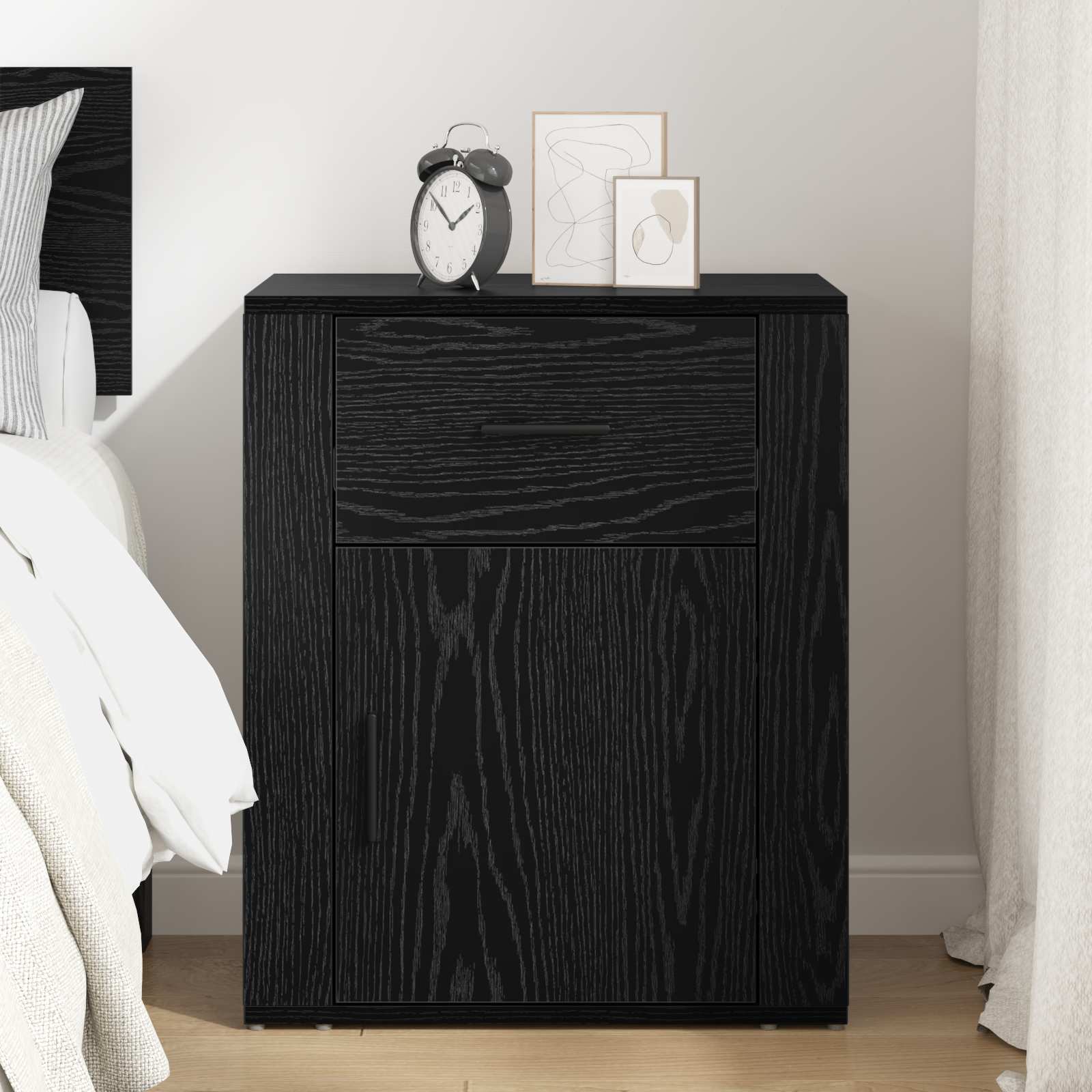 vidaXL Szafka Nocna Czarny Dąb 35 x 50 x 60 cm Materiał drewnopochodny