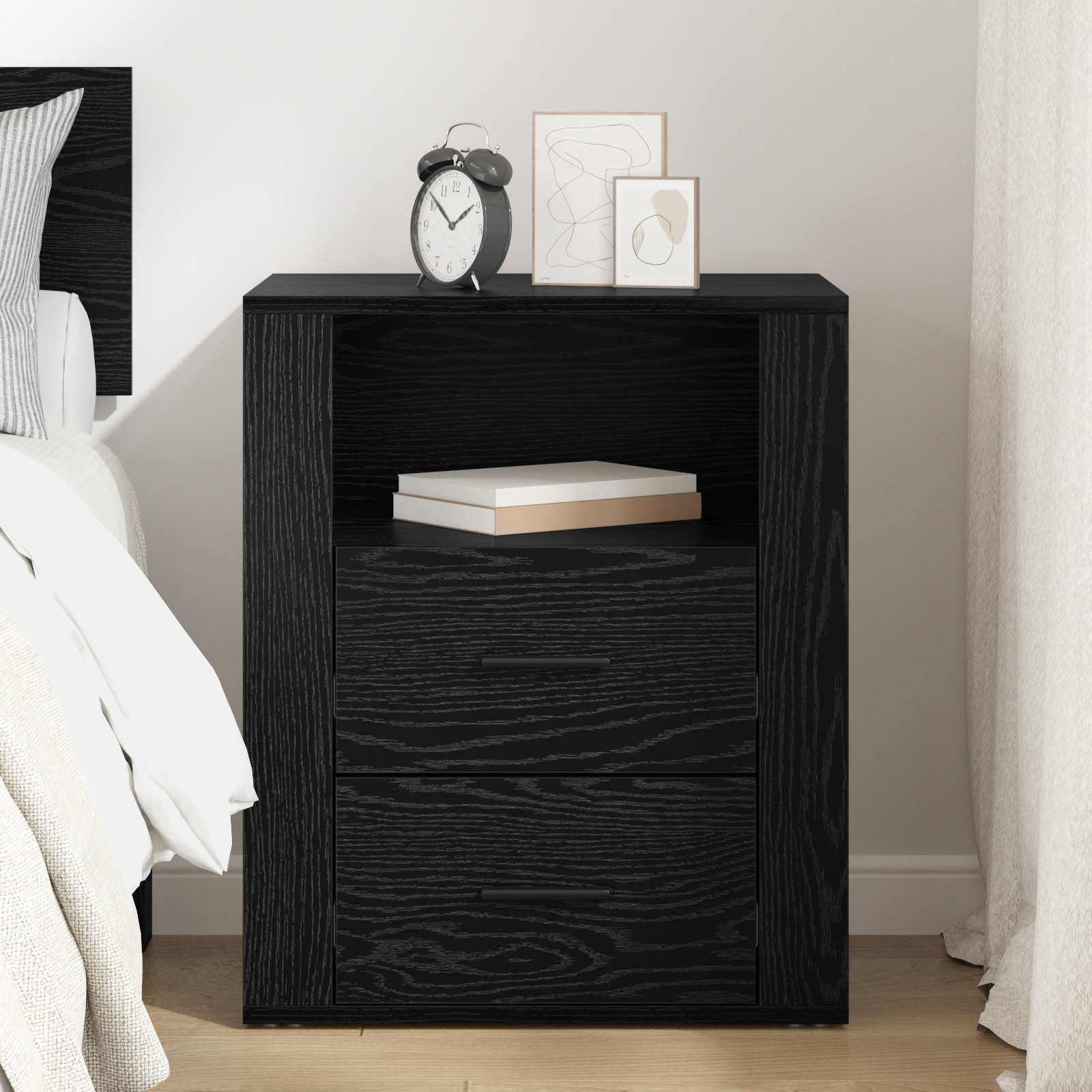 vidaXL Szafka Nocna Czarny Dąb 35 x 50 x 60 cm Materiał drewnopochodny