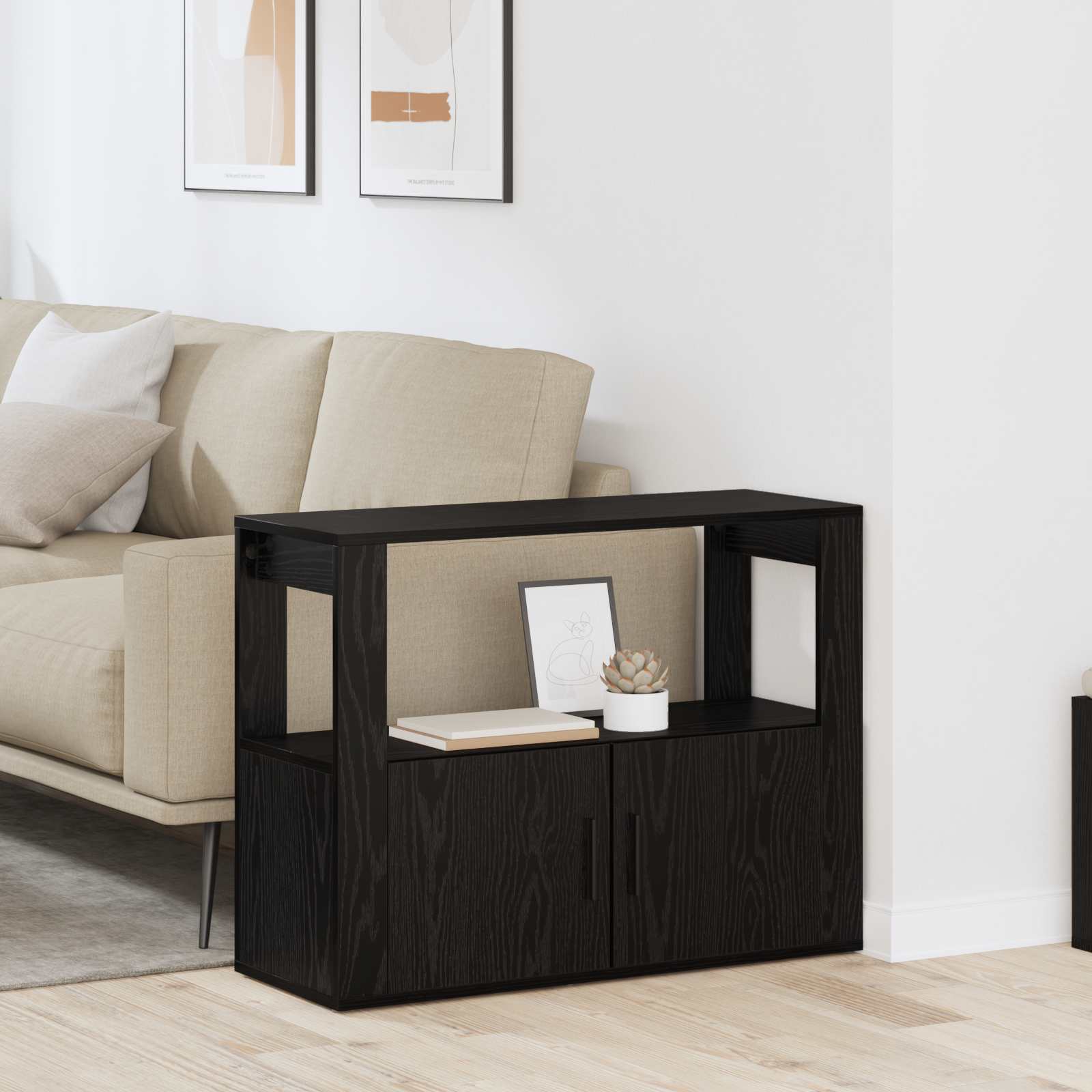 vidaXL Bufet Czarny dąb 80 x 30 x 60 cm Materiał drewnopochodny