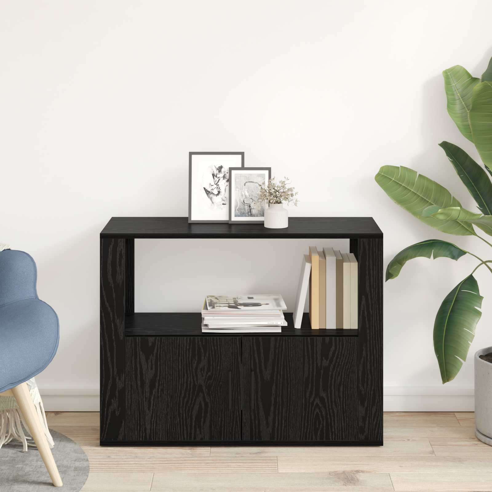 vidaXL Bufet Czarny dąb 80 x 30 x 60 cm Materiał drewnopochodny