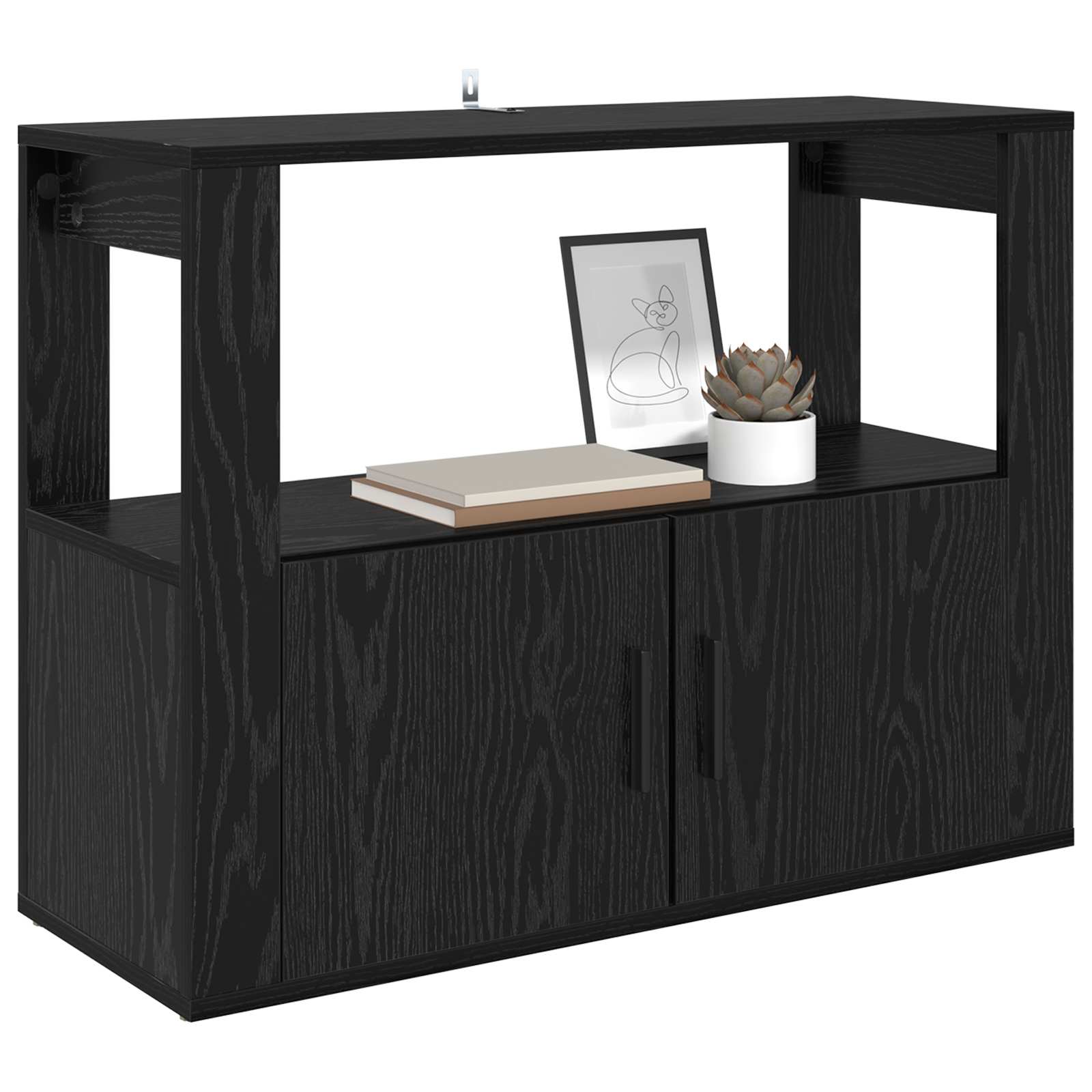 vidaXL Bufet Czarny dąb 80 x 30 x 60 cm Materiał drewnopochodny