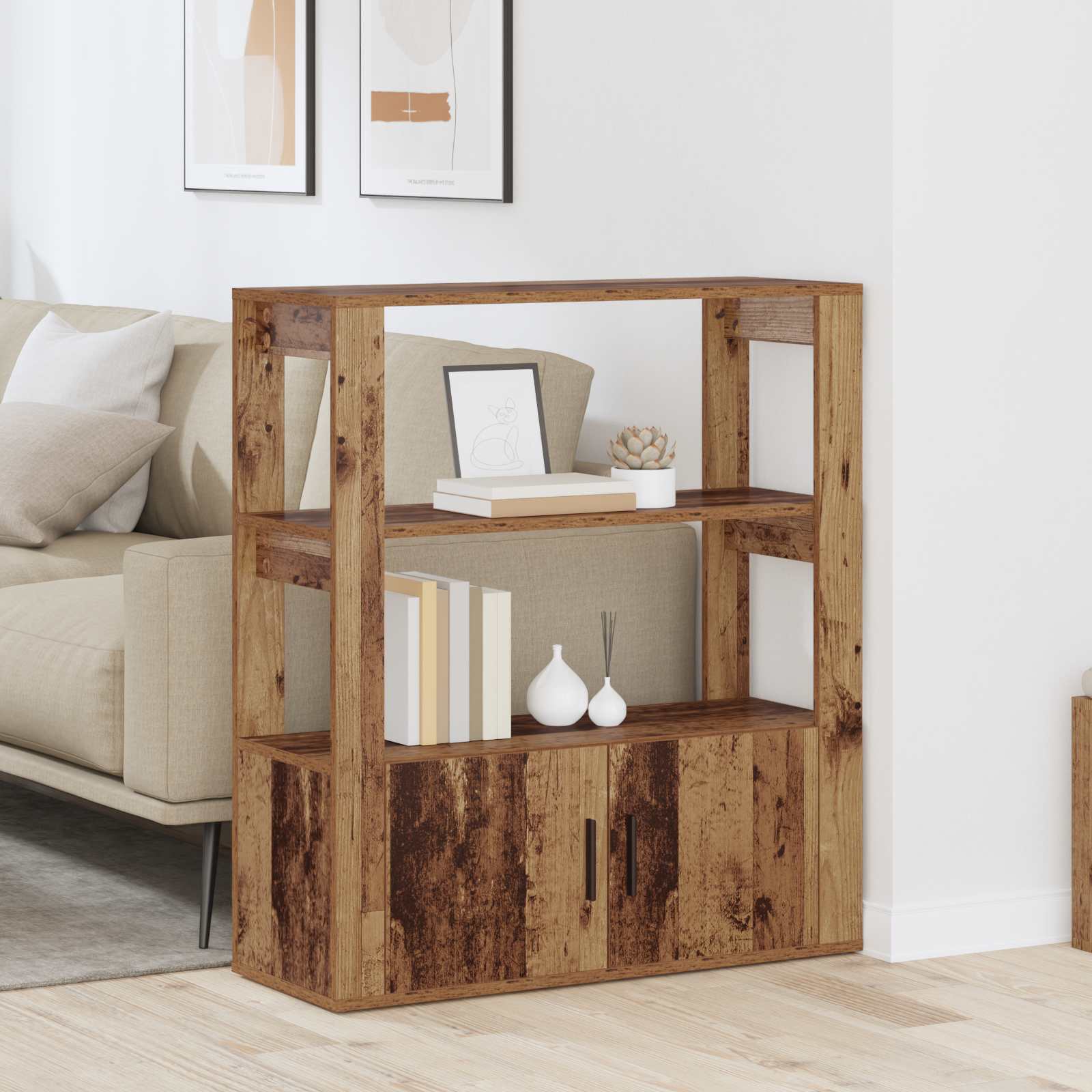 vidaXL Bufet Stare drewno 30 x 80 x 90 cm Materiał drewnopochodny