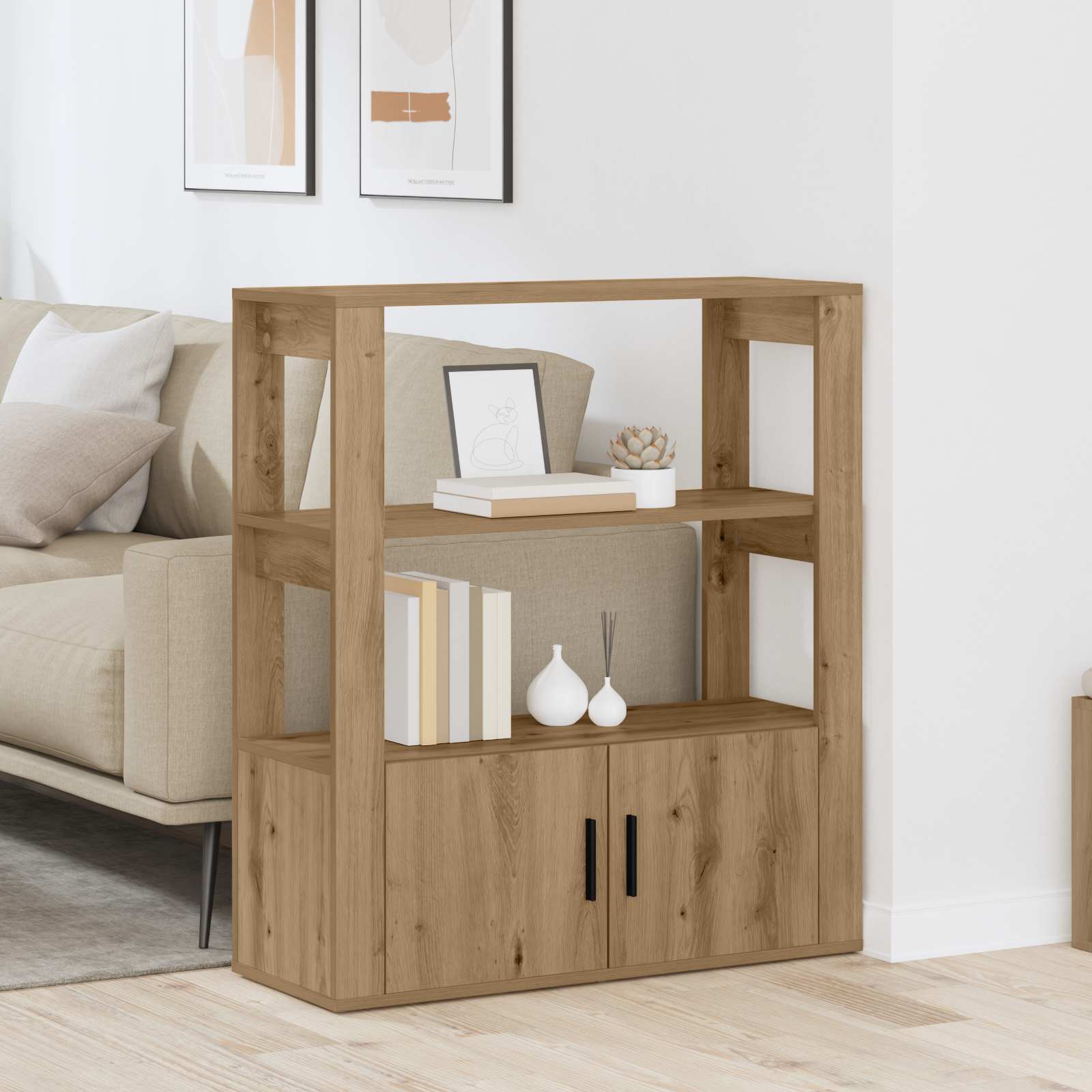 vidaXL Bufet dąb artisan 30 x 80 x 90 cm Materiał drewnopochodny