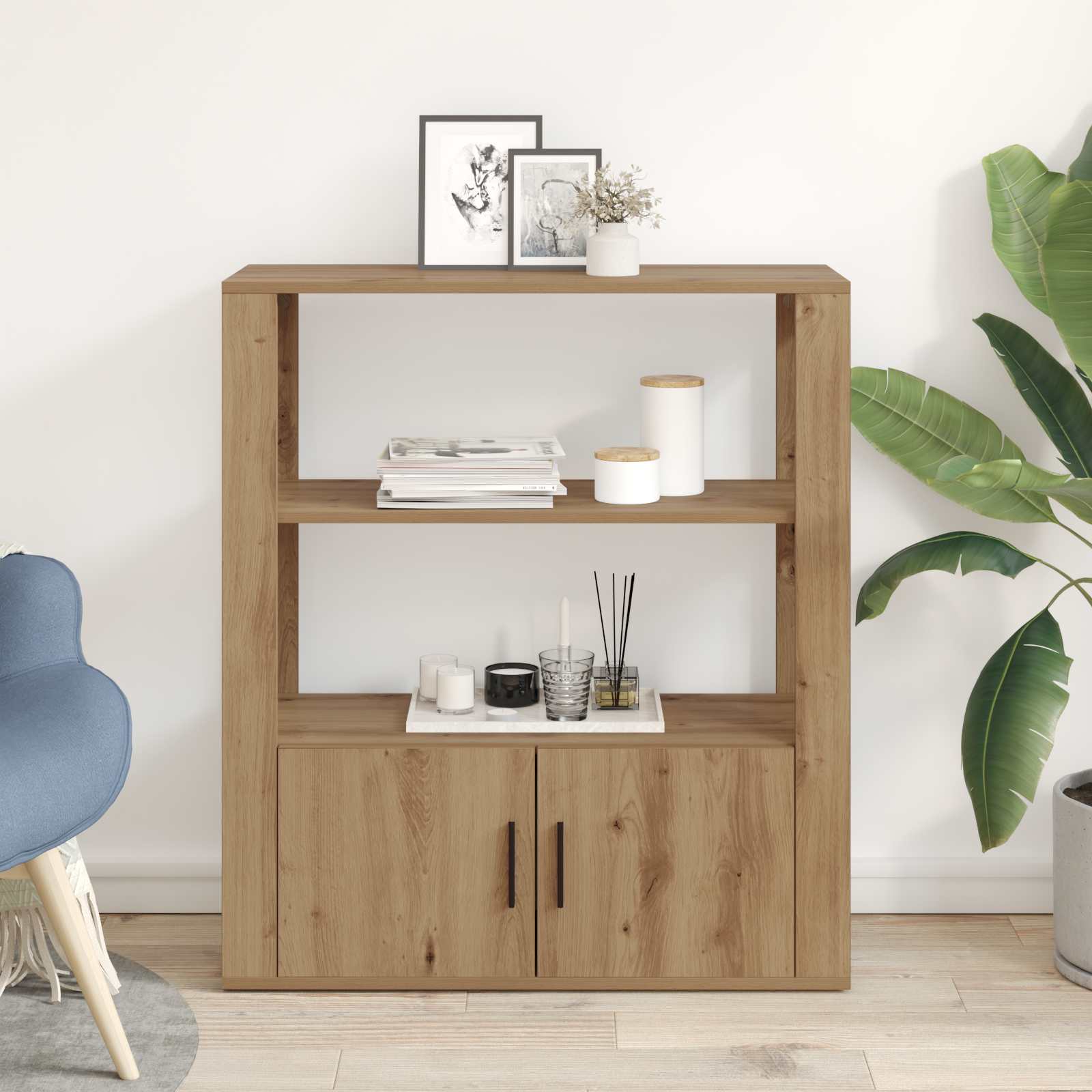 vidaXL Bufet dąb artisan 30 x 80 x 90 cm Materiał drewnopochodny