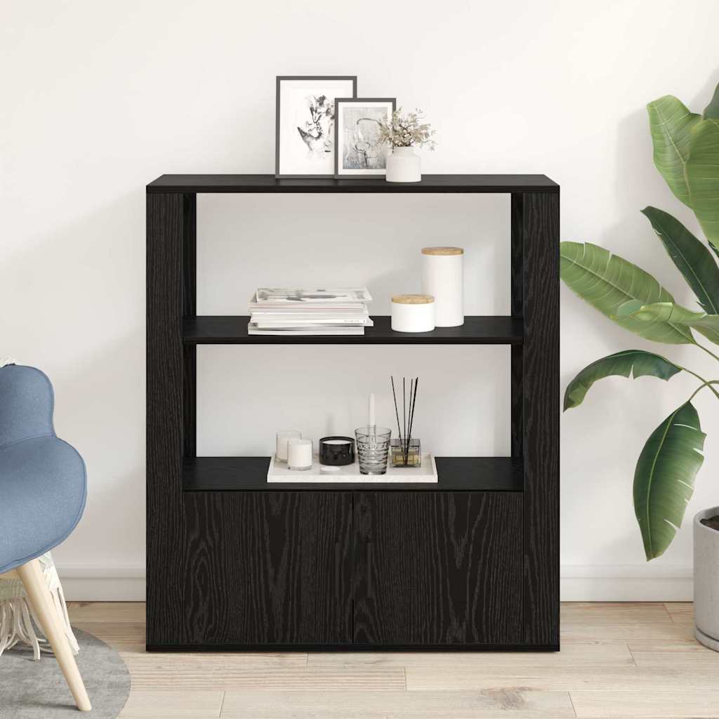 vidaXL Bufet Czarny dąb 30 x 80 x 90 cm Materiał drewnopochodny
