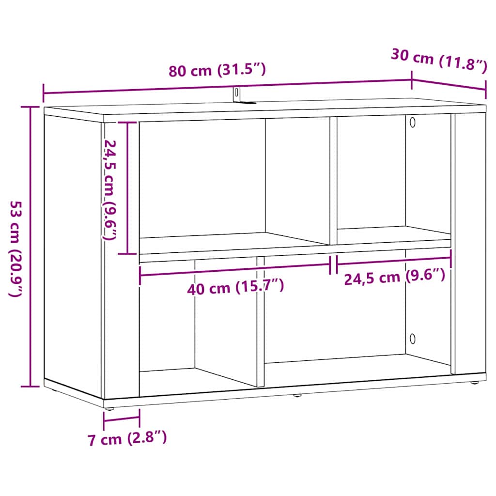 vidaXL Bufet Czarny Dąb 80 x 30 x 53 cm Materiał drewnopochodny