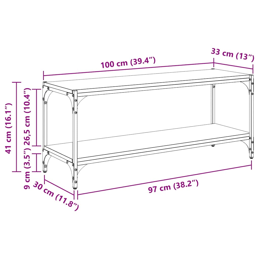 vidaXL Szafka pod telewizor Stare drewno 100x33x41cm