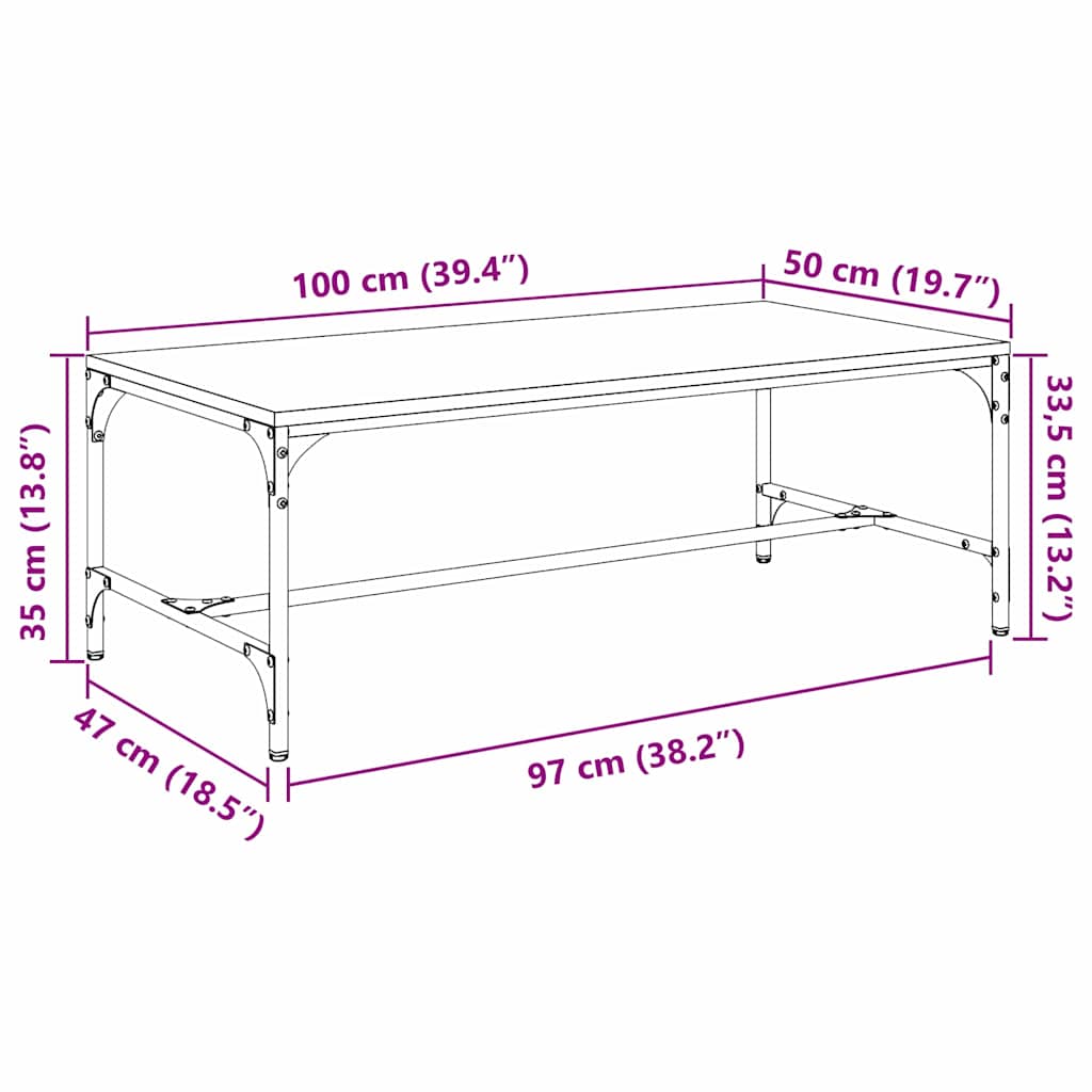 vidaXL Stolik kawowy Stare drewno 100 x 50 x 35 cm