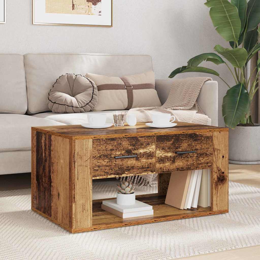 vidaXL Stolik kawowy z szufladą Stare drewno 80 x 50 x 40 cm