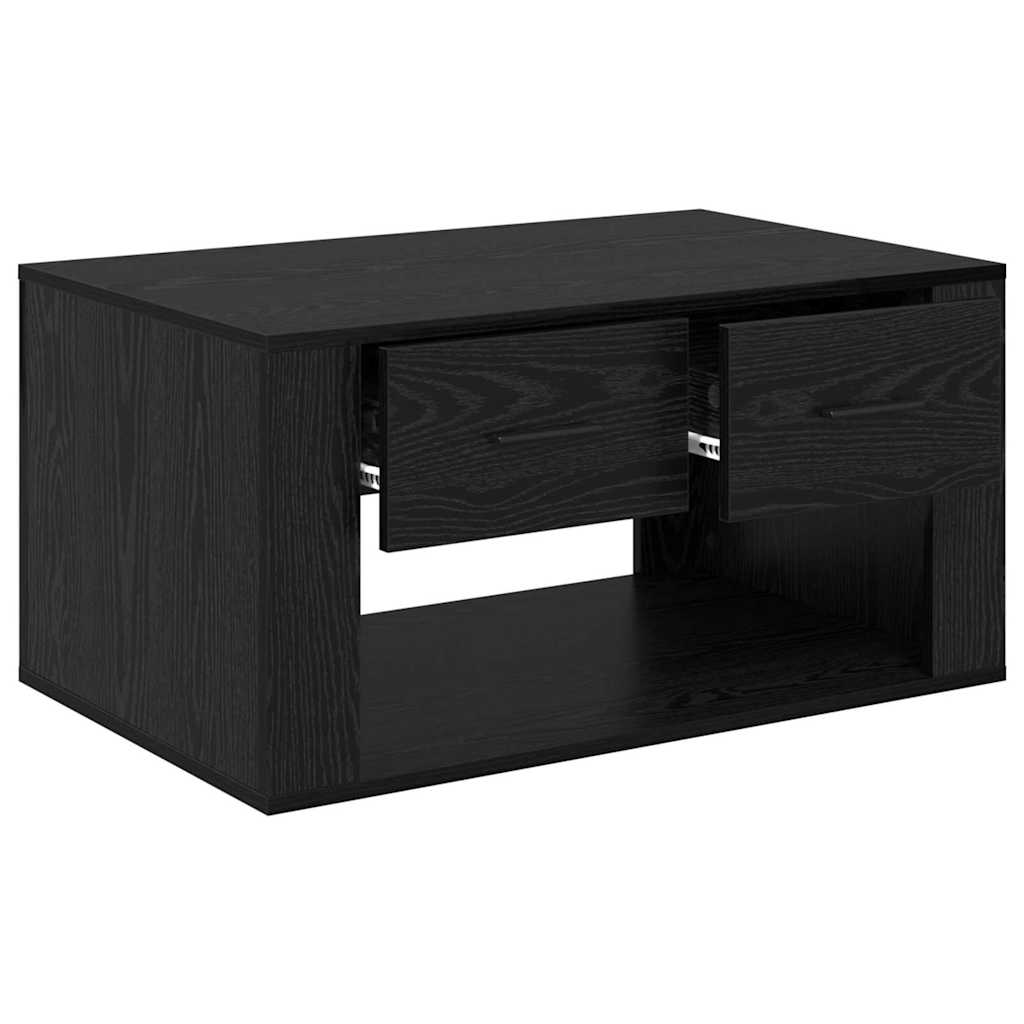 vidaXL Stolik kawowy z szufladą Czarny Dąb 80 x 50 x 40 cm