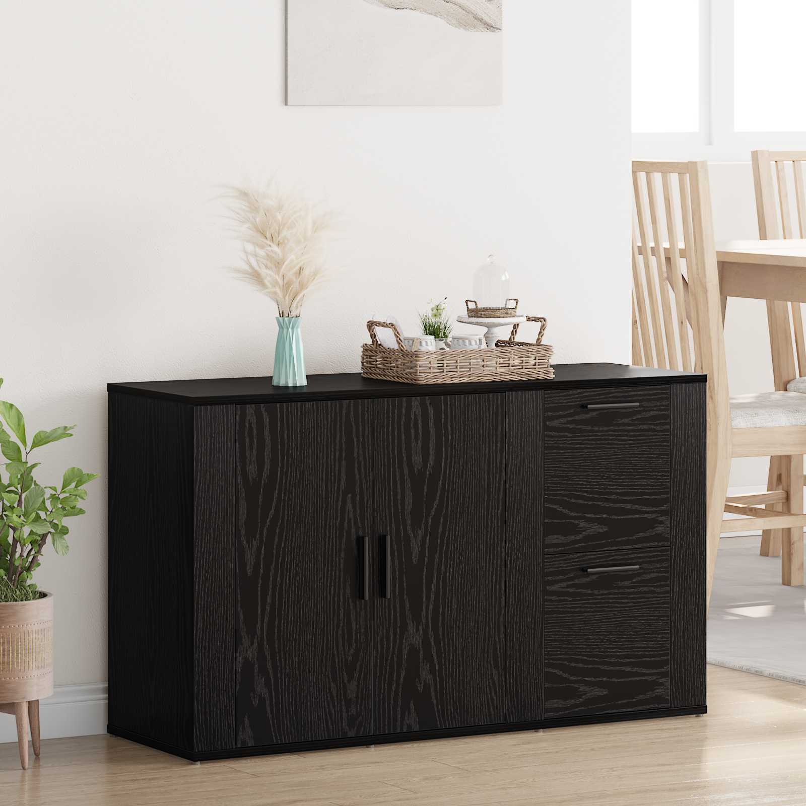 vidaXL Bufet Czarny Dąb 100 x 33 x 59.5 cm Materiał drewnopochodny