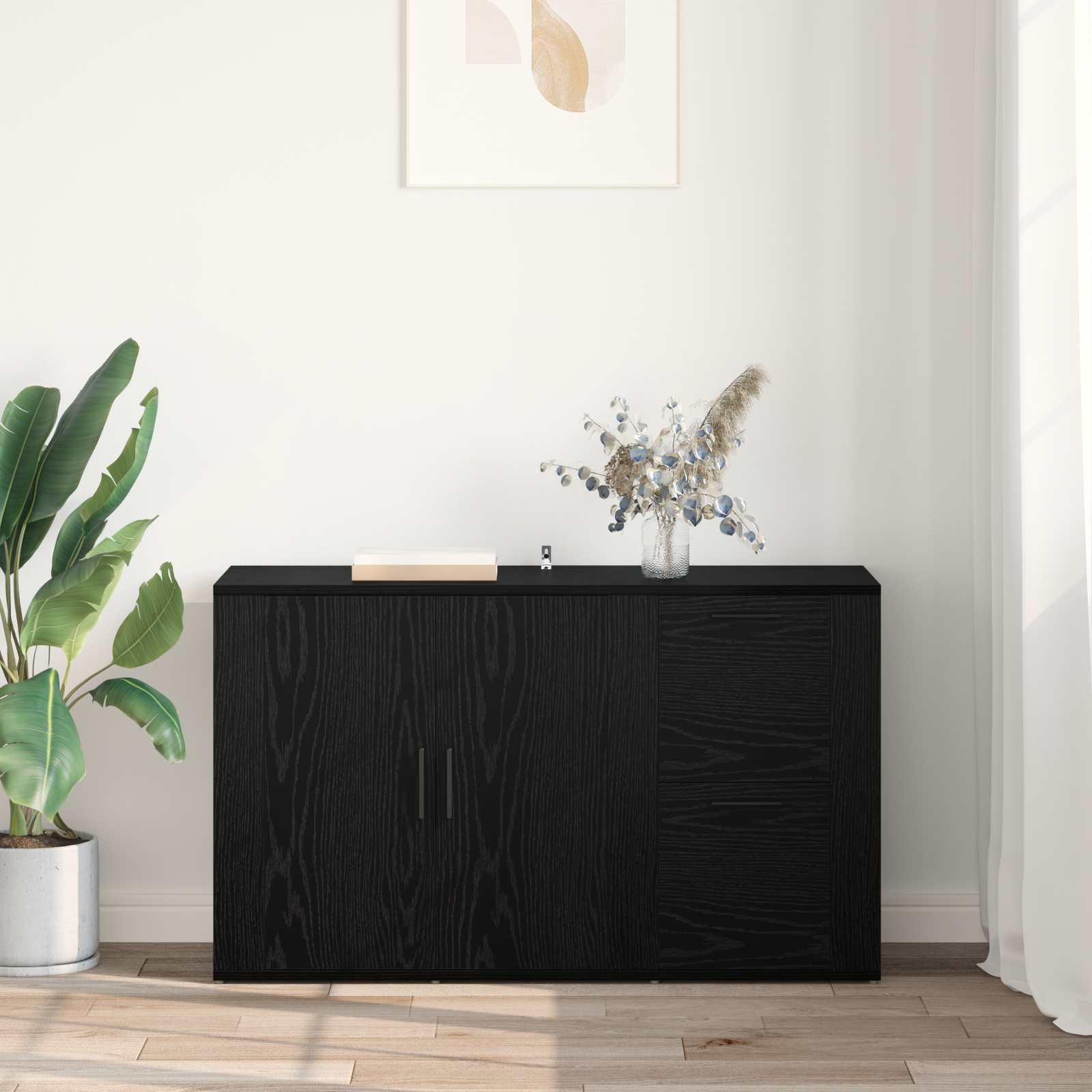 vidaXL Bufet Czarny Dąb 100 x 33 x 59.5 cm Materiał drewnopochodny