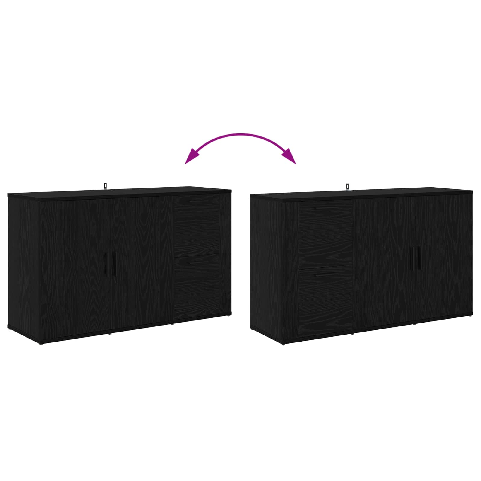 vidaXL Bufet Czarny Dąb 100 x 33 x 59.5 cm Materiał drewnopochodny