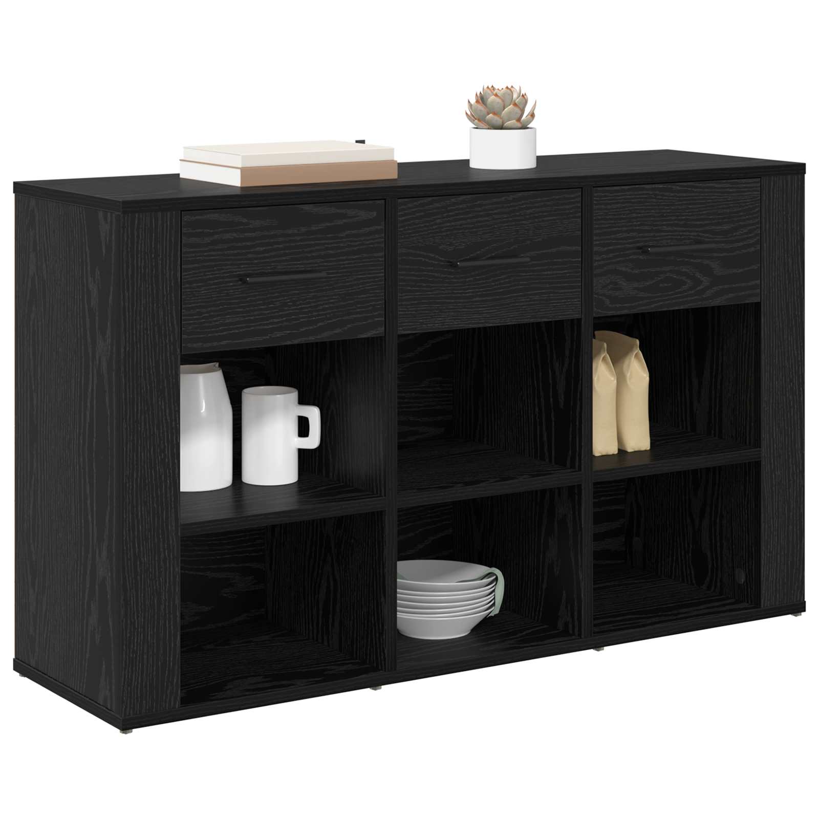 vidaXL Bufet Czarny Dąb 100 x 30 x 59,5 cm Materiał drewnopochodny