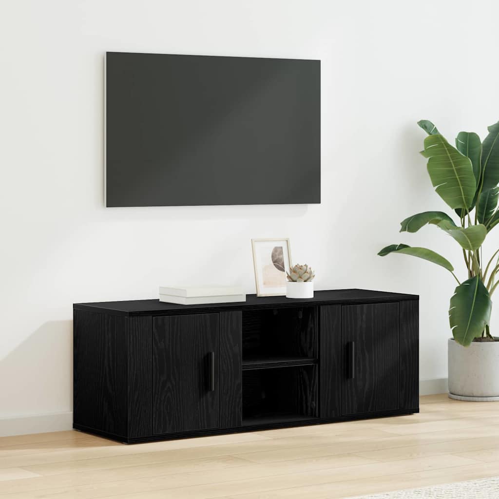 vidaXL Szafka pod telewizor Czarny Dąb 100 x 31,5 x 35 cm