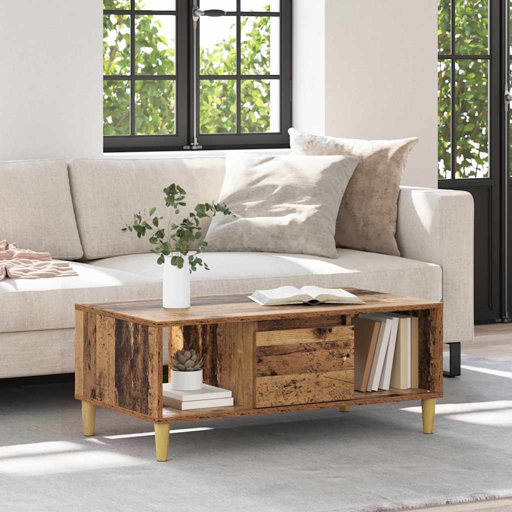 vidaXL Stolik kawowy z szufladą Stare drewno 90 x 50 x 26.5 cm