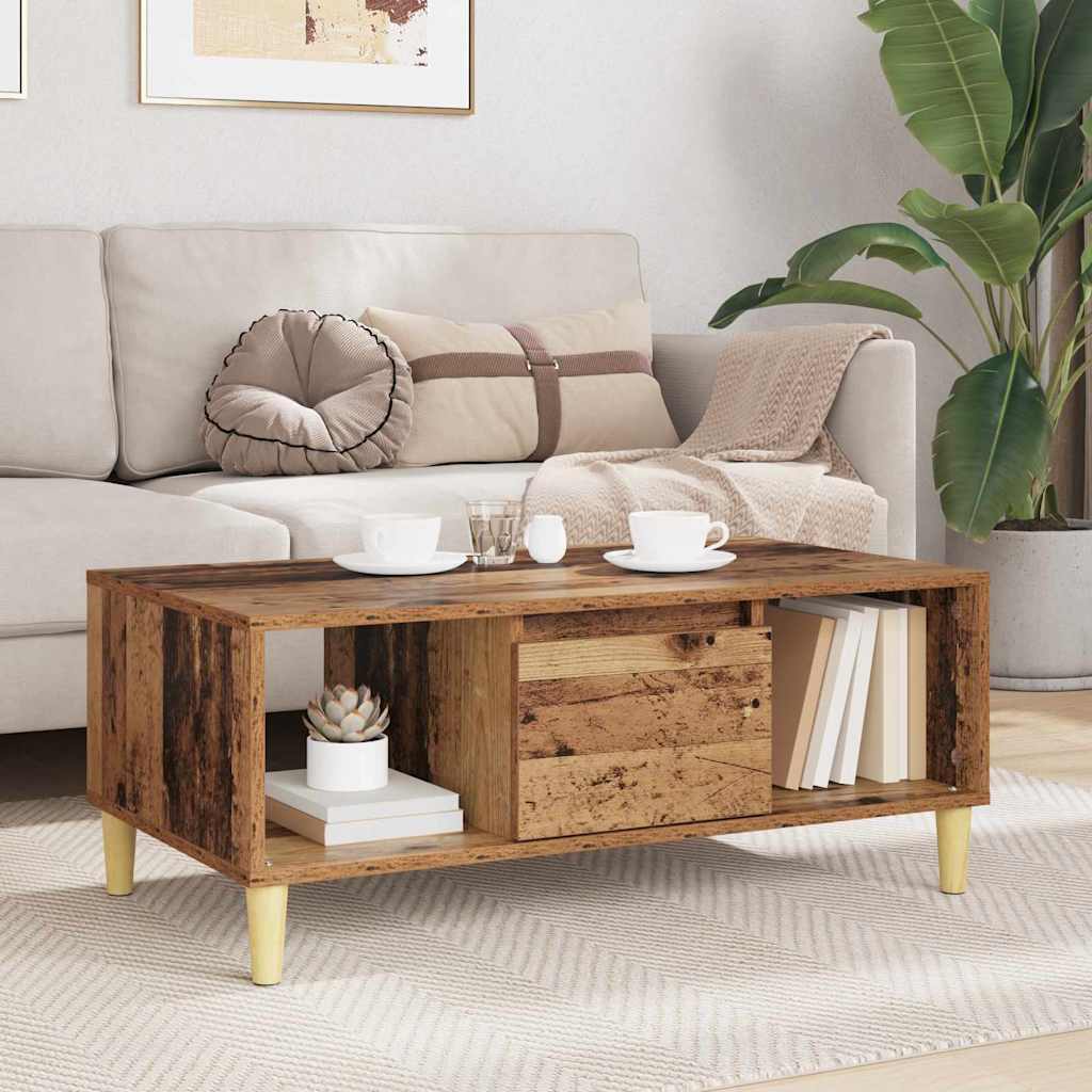 vidaXL Stolik kawowy z szufladą Stare drewno 90 x 50 x 26.5 cm