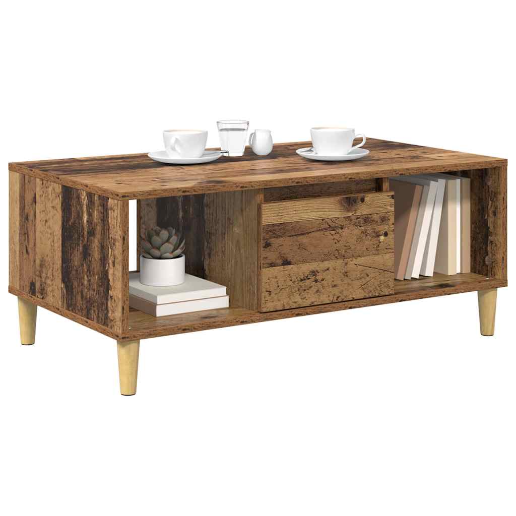vidaXL Stolik kawowy z szufladą Stare drewno 90 x 50 x 26.5 cm