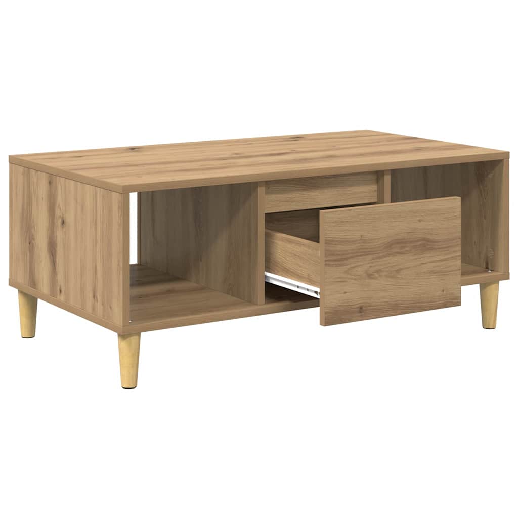 vidaXL Stolik kawowy z szufladą Dąb rzemieślniczy 90 x 50 x 26.5 cm