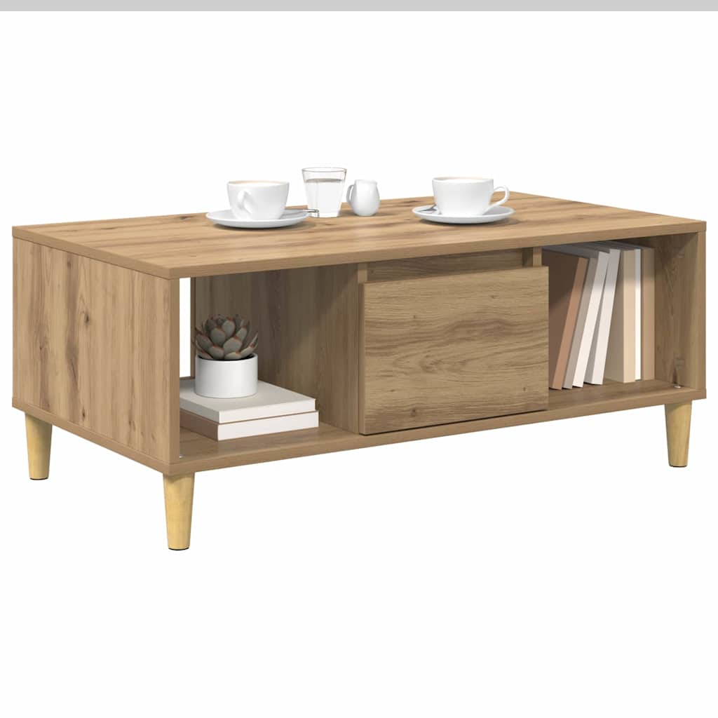 vidaXL Stolik kawowy z szufladą Dąb rzemieślniczy 90 x 50 x 26.5 cm