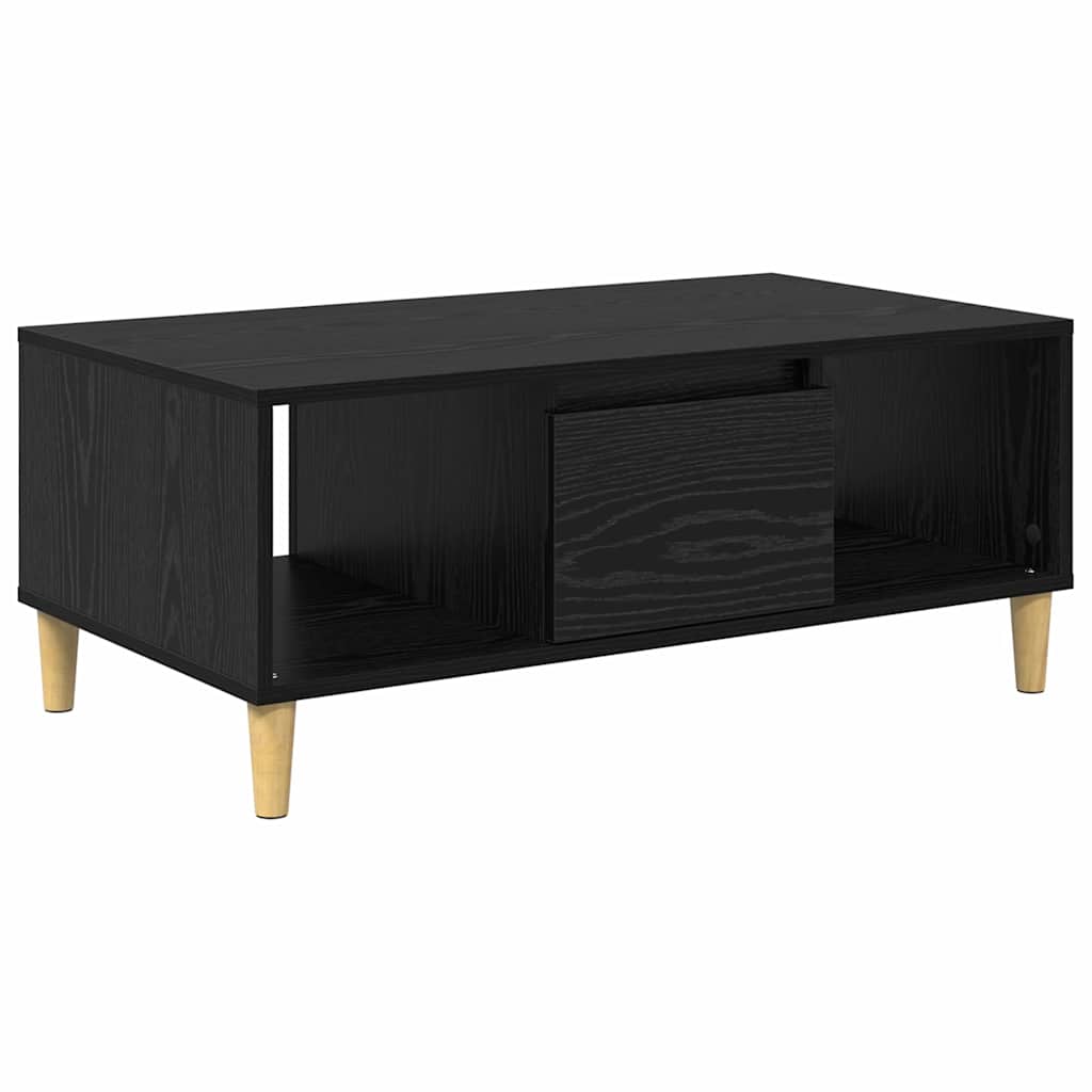 vidaXL Stolik kawowy z szufladą Czarny Dąb 90 x 50 x 26.5 cm