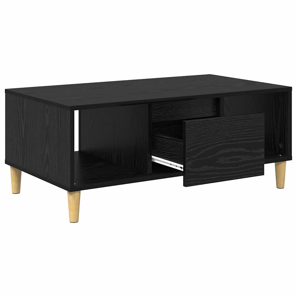 vidaXL Stolik kawowy z szufladą Czarny Dąb 90 x 50 x 26.5 cm