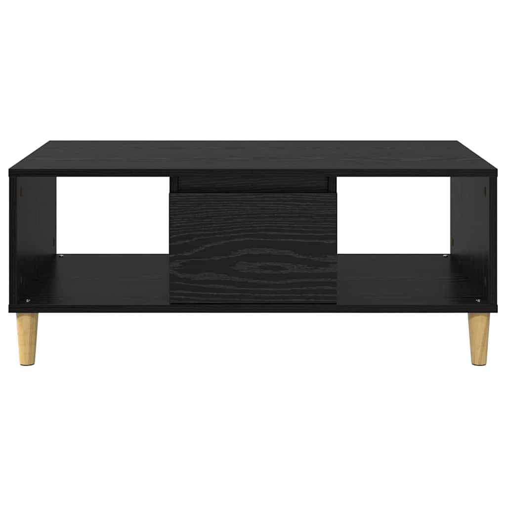 vidaXL Stolik kawowy z szufladą Czarny Dąb 90 x 50 x 26.5 cm