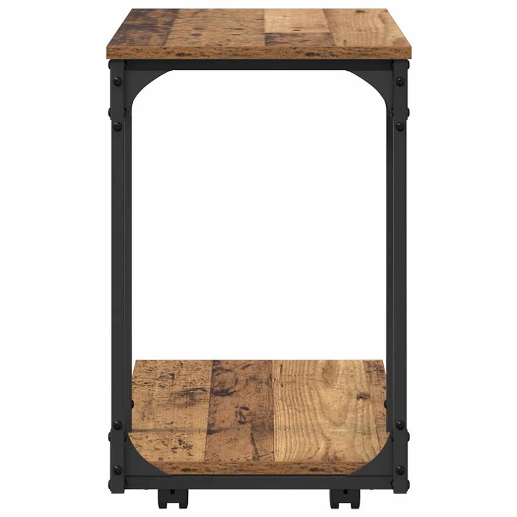 vidaXL Stolik boczny z półką z kołem Stare drewno 50 x 35 x 55.5 cm