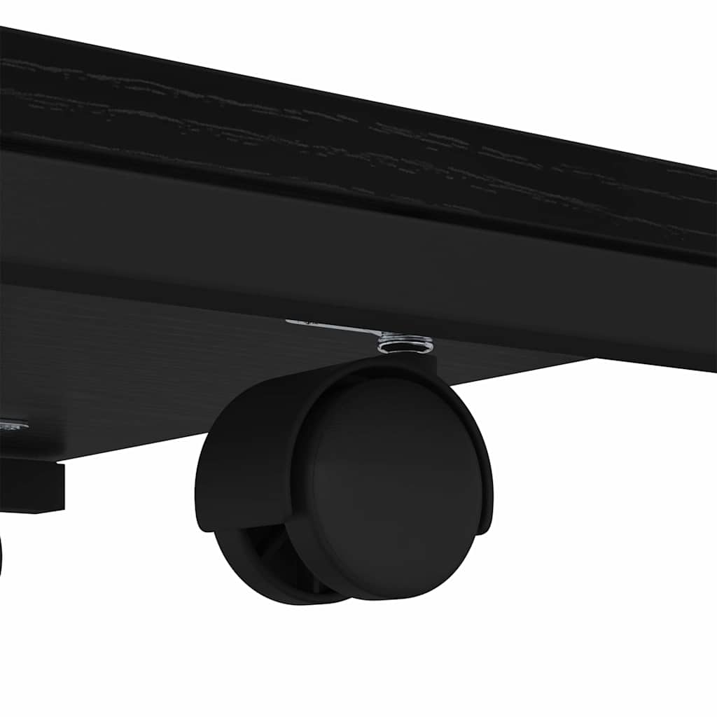 vidaXL Stolik boczny z półką z kołem Czarny Dąb 50 x 35 x 55.5 cm